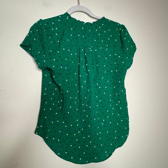 41 Hawthorn Tiffiny Tulip Sleeve Blouse V-Neck Green Polka Dot Top NWT XS Petite - Picture 5 of 8